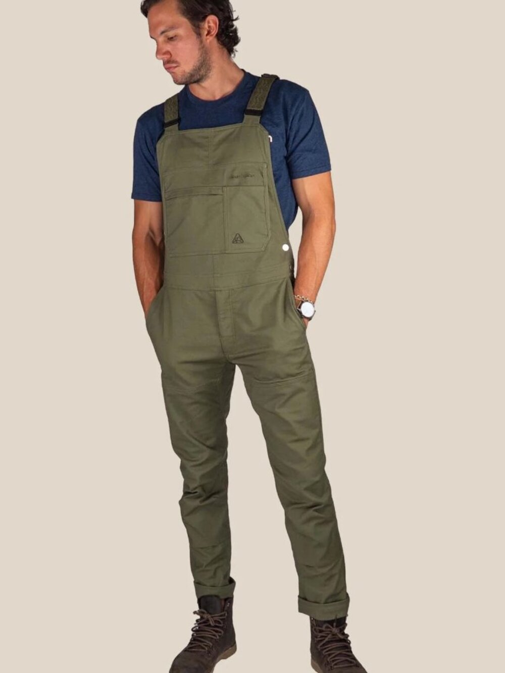 NWOT Mens LIVSN Flex Canvas Overalls Olive Green Sz 34 30L